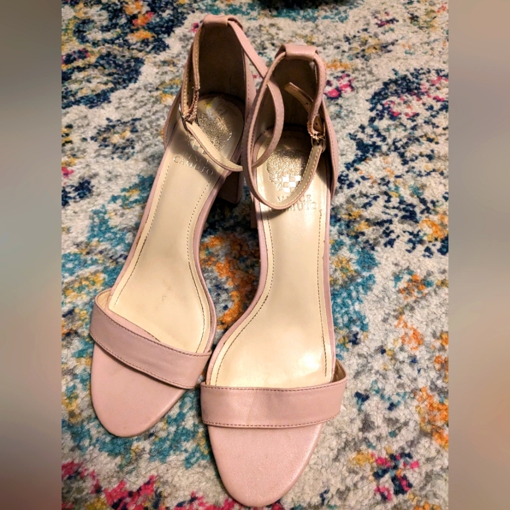 Vince Camuto VP Monessa Strappy Sandal Chunky Heel Dusty Pink Color Size 6 1/2